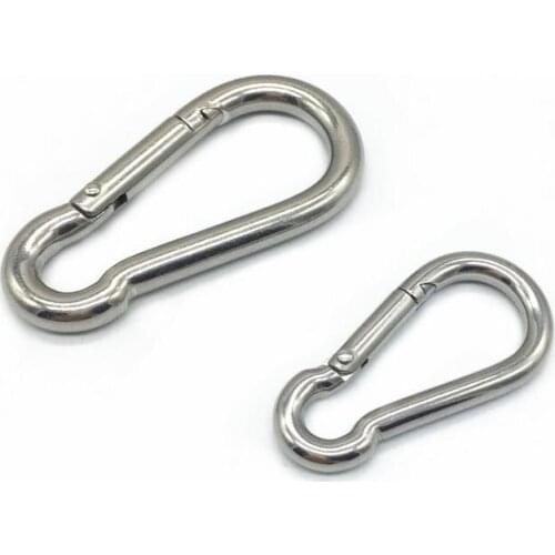 5Pcs M6 M8 Locking Carabiners Quick Link Stainless Steel Spring Clip Hook Multitool Mountaineering Buckle Camping Hook