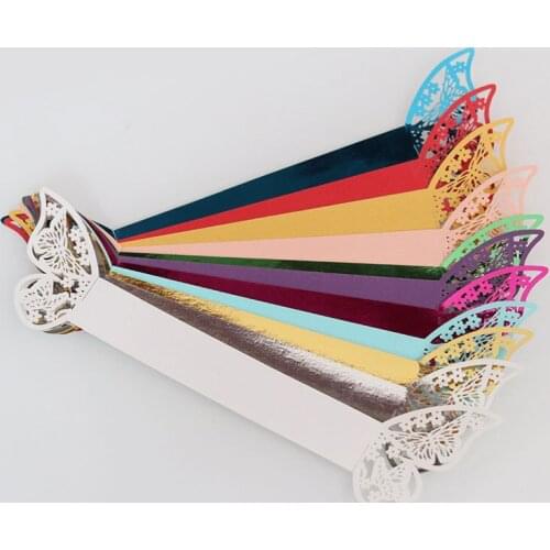 50Pieces/Set Butterfly Style Laser Cut Paper Napkin Rings napkins Holders Hotel Party Decoration Wedding Favors Table Decoration