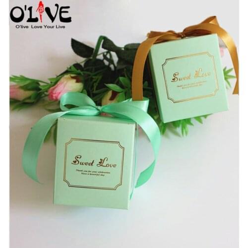 50 Pcs T.Blue Gift Bag Candy Box Wedding Packaging Baby Shower Party Favors Bonbonniere Birthday Paper Box Dragees Cardboard