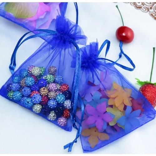 500pcs/lot,5x7cm Drawable Organza Bags Royal Blue Wedding Christmas Gift Bags Candy Jewelry Packaging Organza Bags & Pouches