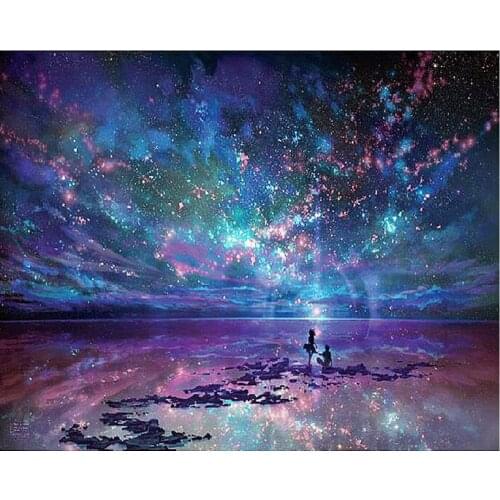 5D DIY Diamond Painting "Landscape Star Ocean" Embroidery Full Round Diamond Cross Stitch Rhinestone Mosaic Painting Decor Gift