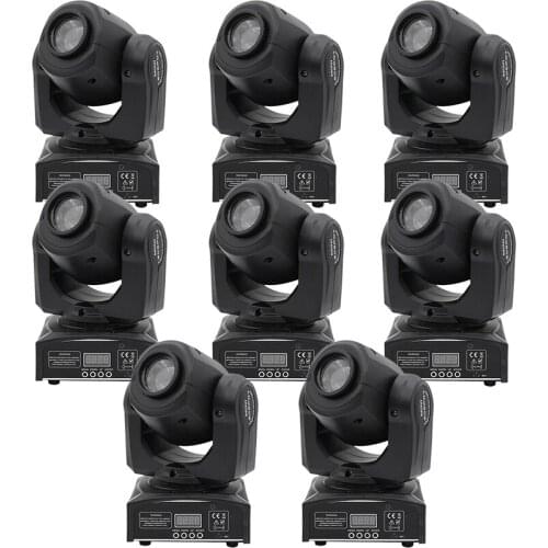 8 Pcs 30w Led Spot Light 7 Gobos Moving Head Light DMX512 effects stage Lighting Master-Slave/Auto Run/Sound Control dj lights