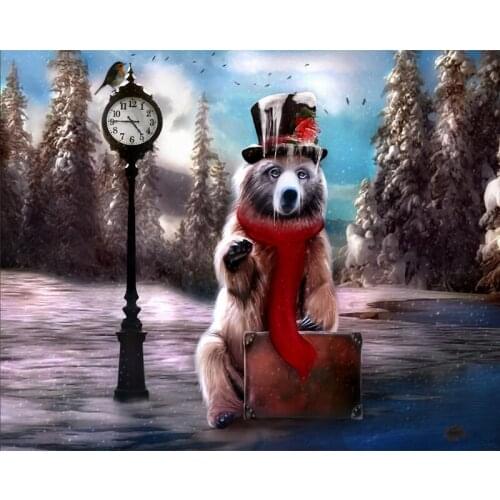 Diamond Embroidery Full square Creative painting winter bear Diamond picture 5D Diy diamond painting mosaic home decor H74