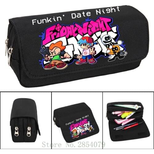 Anime Friday Night Funkin Pencil Case Cosplay FNF Cartoon Make up Case Cosmetic Bag Student Stationery Multi-function flip Bags