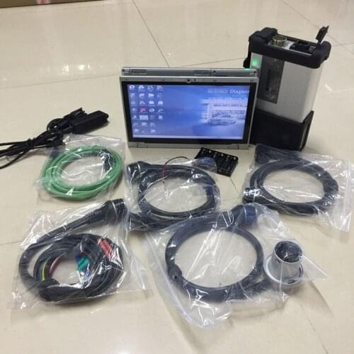 Super mb star c5 ssd software 2020.12 with laptop cf-ax2 i5 cpu 360 degree rotation touch screen diagnostic scan tool 12v 24v