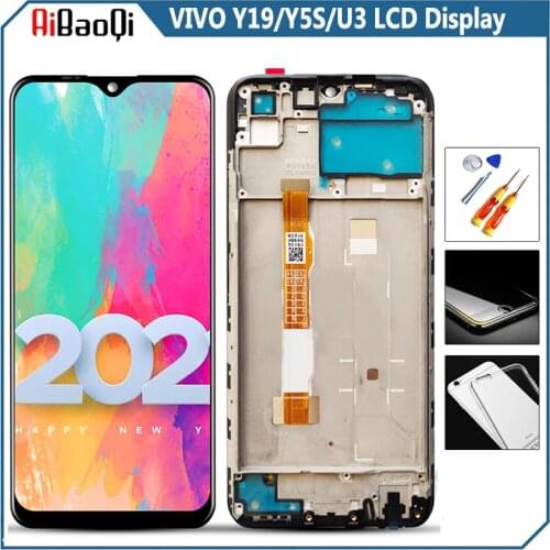 Original For VIVO Y19 2019 LCD Display Screen Touch Digitizer Assembly For 6.53 inch VIVO Y5S 2019/U3 With Frame Replace
