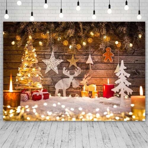 Avezano Backdrops Merry Christmas Tree Winter Elk Candle Board Photography Background For Photo Studio Photozone Photocall Decor