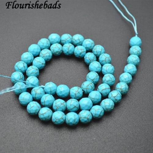 Faceted Blue Howlite Stone Round Loose Beads 6mm 8mm 10mm