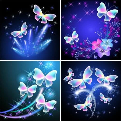 HUACAN 5D DIY Diamond Painting Butterfly Home Decoration Embroidery Rhinestone Picture Full Square Drill Picture