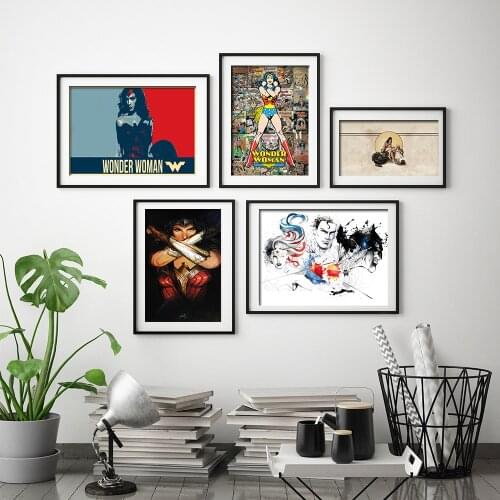 Superhero Wonder Woman Wall Art Painting Living Room Home Decoration Movie Poster Anime Mural Printing Oil Canvas Painting