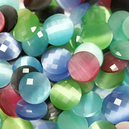 China Factory Price Round Shape Faceted Polishing Synthetic Cat Eye Gems Good Quality