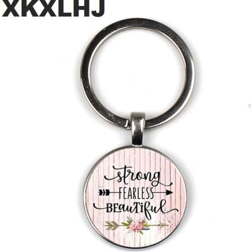 STRONG FEARLESS BEAUTIFUL charm key chain, gift for mother, strong woman, fearless charm, survivor, glamour keychain