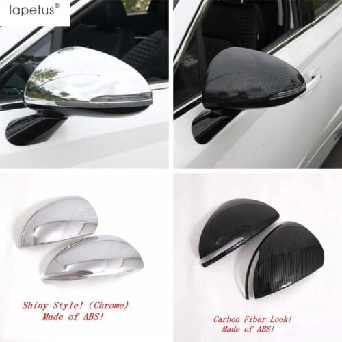 Lapetus Rearview Mirror Rubbing Protective Cover Trim For Hyundai Sonata 10th 2020 2021 Carbon Fiber Look / ABS Chrome Exterior