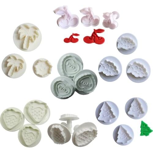 Facemile 21PCS/Set Fruit Shape Christmas Plunger Cutter Sugarcraft Fondant Cake Cookie Decorating DIY Tool Cake Baking Tool