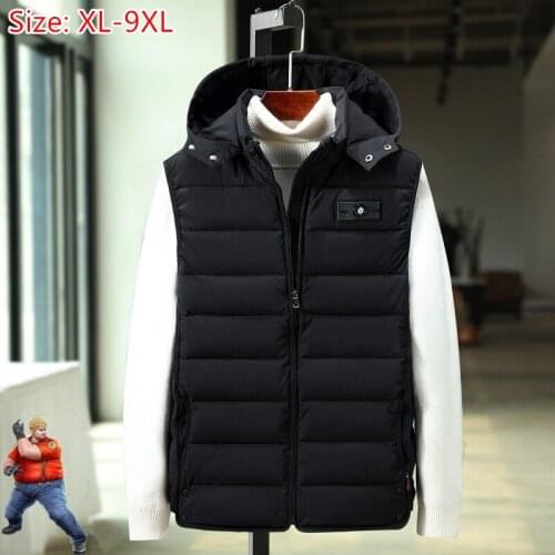 Men Winter Hoodie Sleeveless Black Thicken Vest 7XL Plus Size 8XL Big 9XL Male Warm Jacket Slim 6XL Overlarge Waistcoat Clothes
