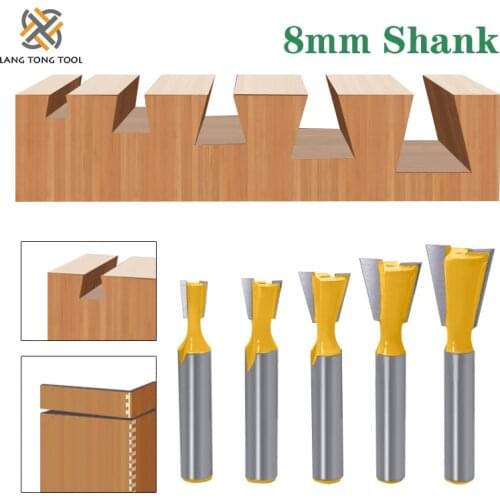 QQQ 1pcs 8mm Shank Dovetail Joint Router Bits Set 14 Degree Woodworking Engraving Bit Milling Cutter for Wood