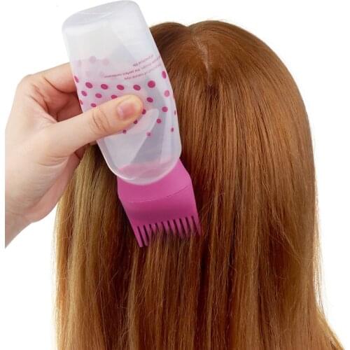 New Plastic Hair Dye Brush Refillable Bottle Empty Hair Dye Applicator Brush Bottle Hair Colouring Dispensing Comb Styling Tool