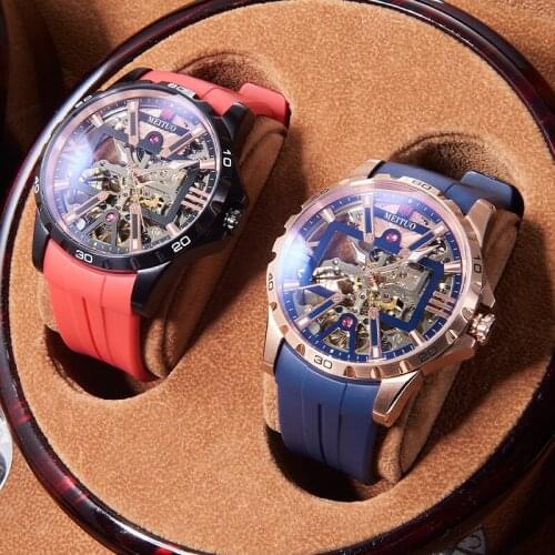 2021 New Hollow Men 's Watch Men 's Mechanical Watch Full-Automatic Waterproof Luminous Trendy Men Genuine Watch