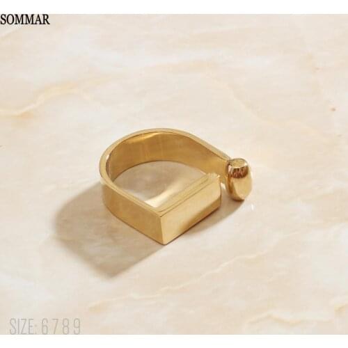 SOMMAR online shopping india Gold color size 7 wedding ring for women Minimalism prices in euros bone