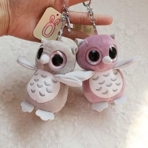 Wholesale 10pcs 12cm cartoon cute owl plush little bag key chain vehicle pendant soft stuffed toy girl gift