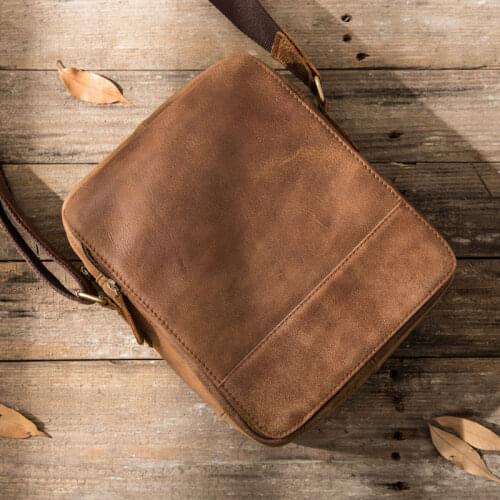 Retro Casual Leather Mens Bag Shoulder Messenger Bag Men Bag Tide Head Layer Cowhide Crazy Horse Leather Vintage Soft