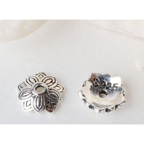 Solid 925 sterling silver lotus bead cap,Thai Silver spacer bead caps,jewelry diy silver findings/components