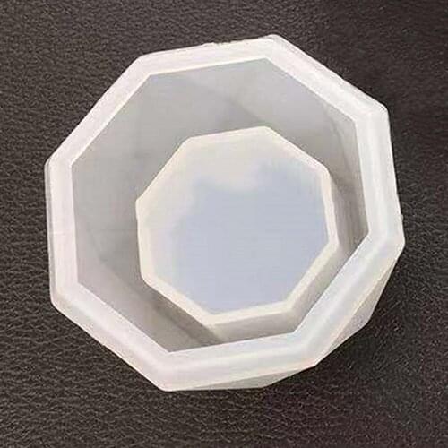 Silicone Resin Planter Molds Hexagon Shape Flower Trough Mould Tool Reused Heart Multi-purpose White Concrete Succulent Pot DIY