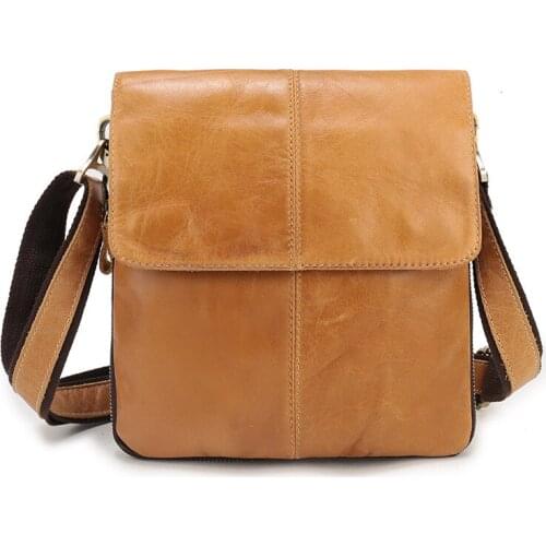 Genuine Leather mens bag retro cowhide mens crossbody bag vertical flip mens shoulder bag Messenger bag man fashion handbag