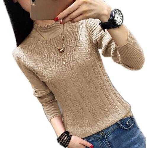 Turtleneck Sweater Womens Long Sleeve Pullover Sweater Knitted Jumper Tops New Slim Jumper Autumn Winter Basic Female Sweater