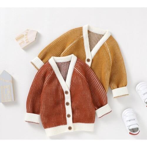 0-18M Newborn Babies Knitted Cardigan Solid Color V-neck Long Sleeve Single-breasted Outwear Casual Loose Sweater Cardigan