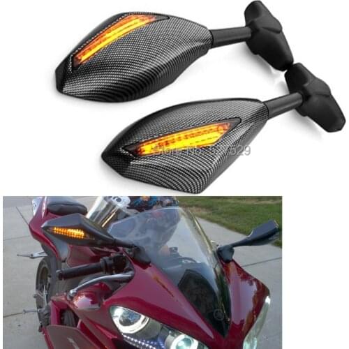 2X Motorcycle Mirror Motorbik Integrated Turn Signal Mirrors for Honda CBR 600 F4i 929 954 RR F1 F2 Hurricane