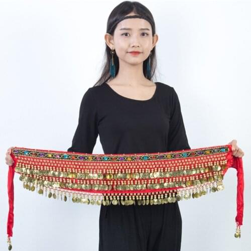 Coins Belly Dance Waist Chain Belly Dance Hip Scarf Belt Tassel Sequins Belly Dance Costume Ladies Stage Costume