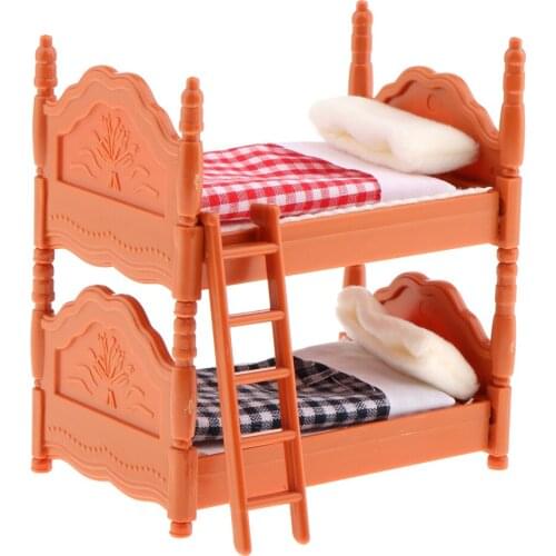 1:12th Dollhouse Miniature Furniture Double Bed Bunk Bed Plastic Model Set