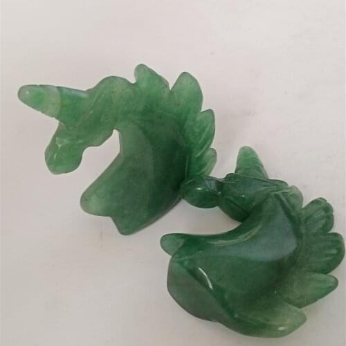 1pc Beautiful Natural Green Aventurine Crystal Stone Hand Made Carved Unicorn Crystal Fashion Carved Animal Figurine Gifts
