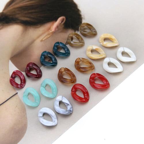 10pcs Korean Style Retro Acrylic Chain Hollow Oval Statement Earrings For Women Material Diy Handmade Jewelry Accessories