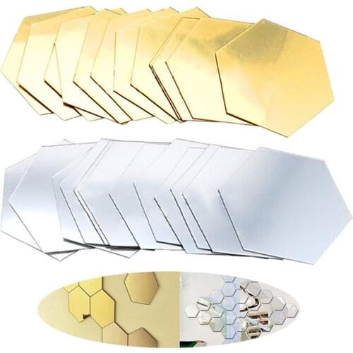 New 12Pcs 3D Mirror Hexagon Vinyl Removable Wall Sticker Decal Home Decor Art DIY SCI88