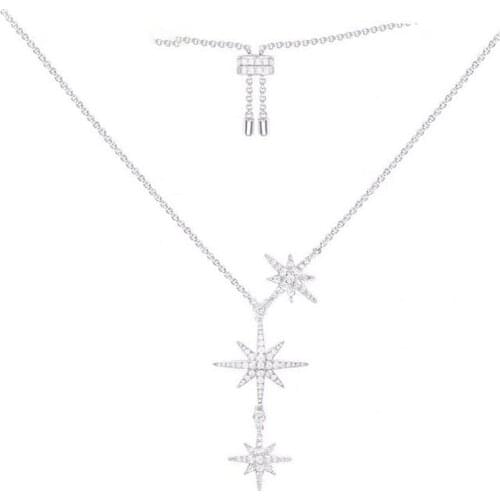 51-80cm High-quality female fashion personality hexagram three meteors necklace sweater chain For Holiday and birthday