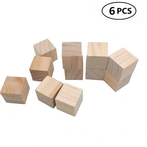 6pcs 30mm 1.18inch Wood Square Blocks Unfinished Wooden Blocks Cubes for Puzzle Making Crafts and DIY Projects