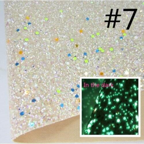 8"x11"(21cmX29cm) Light in the dark beige chunky Glitter fabric off white glitter faux leather sheet hair bow fabric KA160