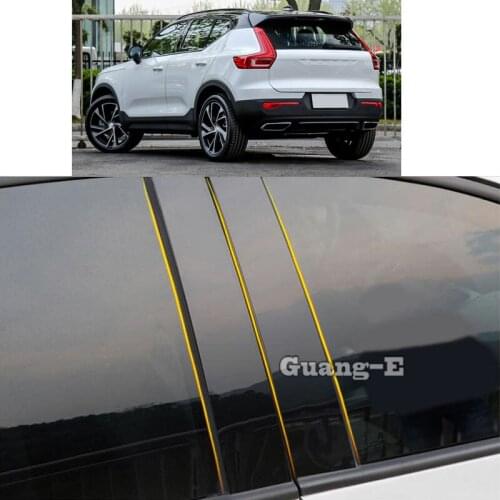 Car PC Material Pillar Post Cover Door Trim Window Piano Black Molding Sticker Plate Parts For VOLVO XC40 2018 2019 2020 2021