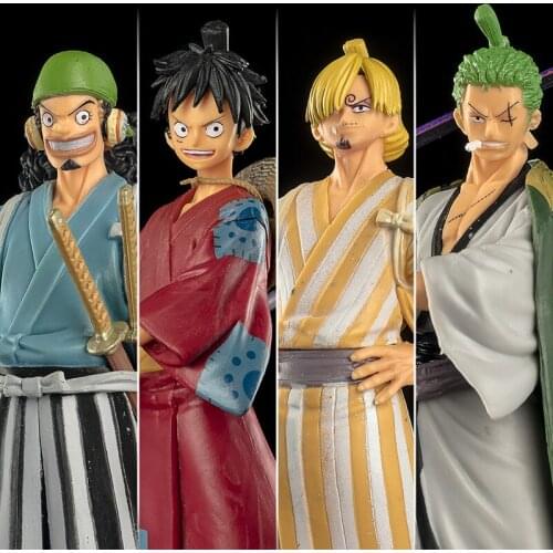 17cm ONE PIECE Anime Figure Monkey D. Luffy Kimono Roronoa Zoro Sanji Usopp PVC Action Figure Collection Model