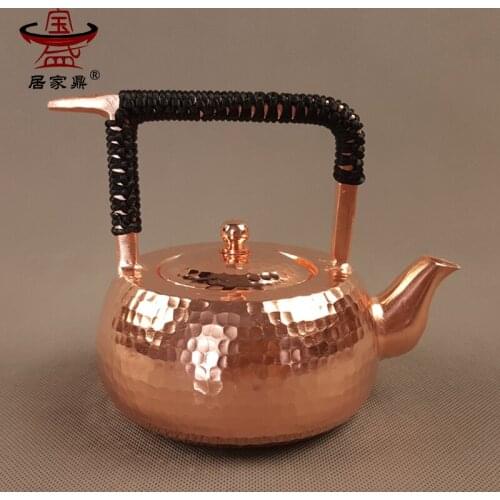 Pure handmade red copper teapot firing water kettle small tea pot creative Kungfu tea set teaware