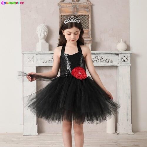 Girls Infant Sleeveless Sequins Party Dresses Handmade Flower Princess Kids Tulle Tutu Dress for Baby Girl Children Clothing