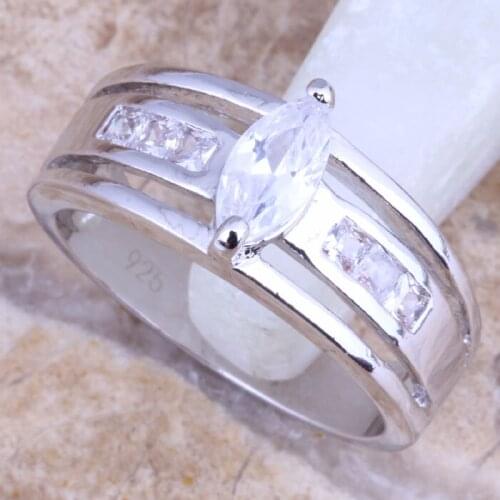 Precious Fake Three-piece White CZ Silver Plated Ring Size 6 / 7 / 8 / 9 R1581