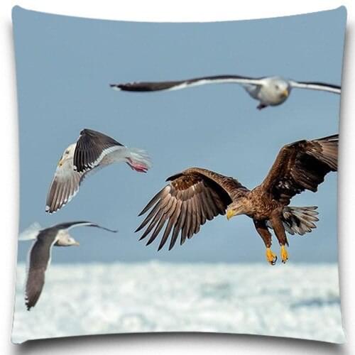 Eagles flying together 2D print creative Pillow case Square cotton polyester cushion cover 5 size 9 style
