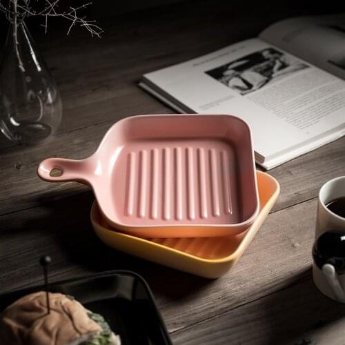 Nordic Potted Ceramic Plate Fruit Breakfast Plate Tableware Creative Baked Rice Plate Western Food Household Plate