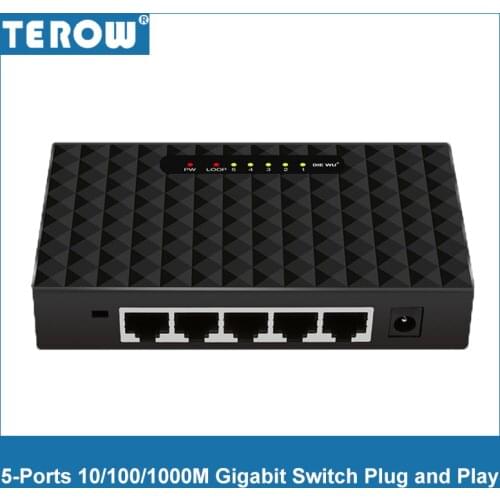 Gigabit POE Switch 5-Ports 10/100/1000Mbps 4*LAN Ports + 1*WAN Port SW1G-T5 Full/Half Duplex Plug and Play for PC/Desktop