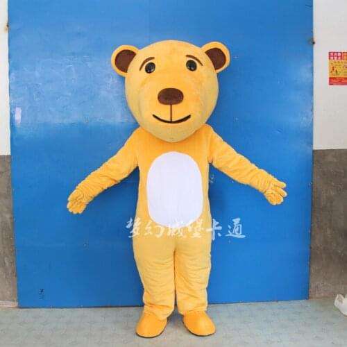 Yellow Bear Mascot Costume Adult Fancy Dress Clothing Halloween Party Suit Funny Animal Bear Costume