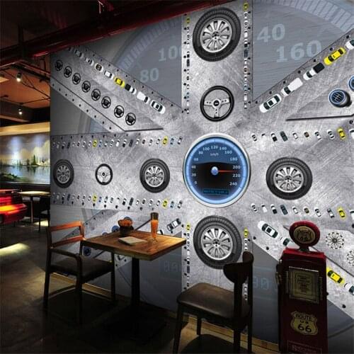 Beibehang 3d metal retro style industrial cement wallpaper car accessories shop Beauty shop KTV Bar Restaurant papel de parede