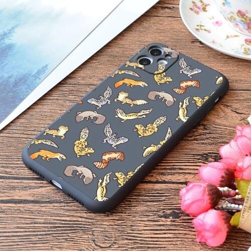For iPhone Chub Geckos In Dark Grey Print Soft Matt Apple iPhone Case